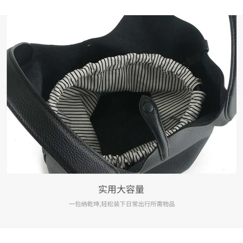 VOAETEC 2025 New Niche Old Money Wound Vegetable Basket Head Layer Lychee Cowhide Commuter Bucket Tote Bag Large Capacity