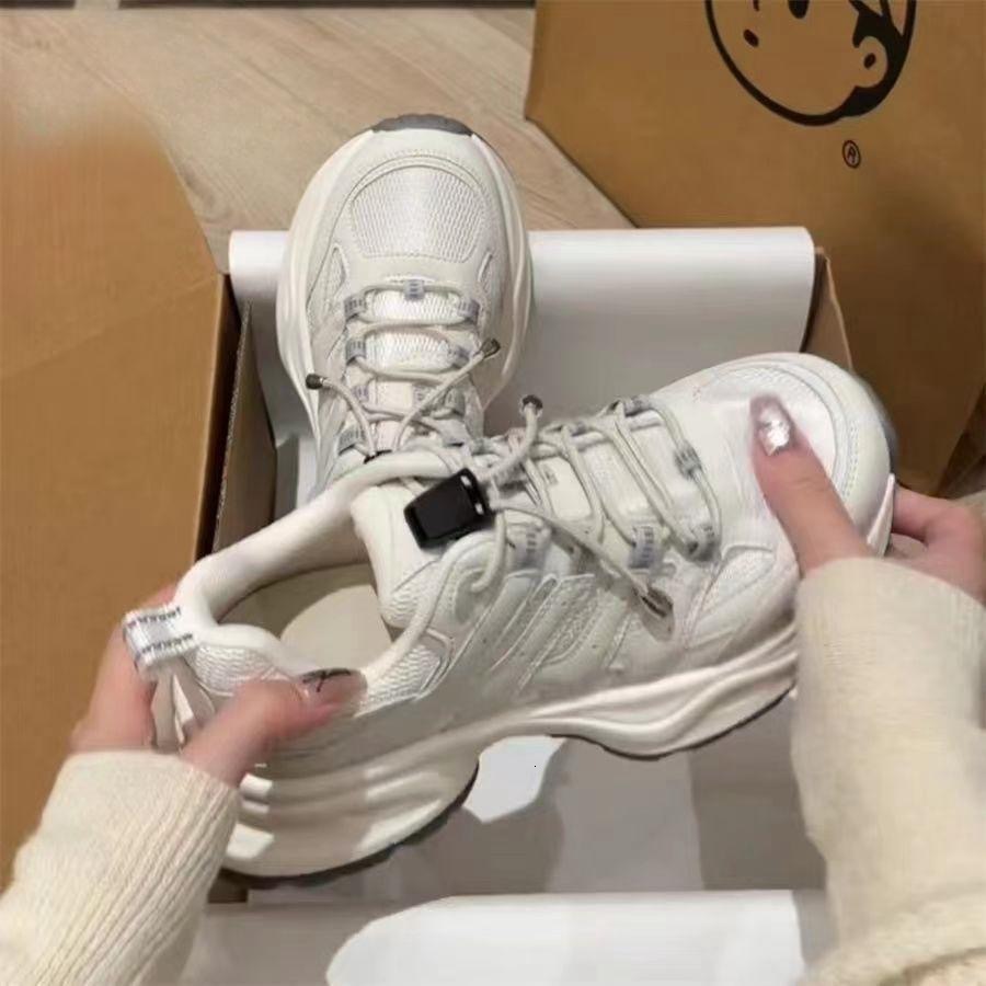 Thick soled repeated fishbone dad new mountaineering designer fashionable running height increasing casual women's shoes