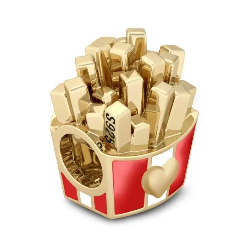 New 925 Silver French Fries Milk Cake Hamburger Charms DIY Dangle Bead Fit Original Pendant Bracelet Necklace Fashion JewelryXJ250517