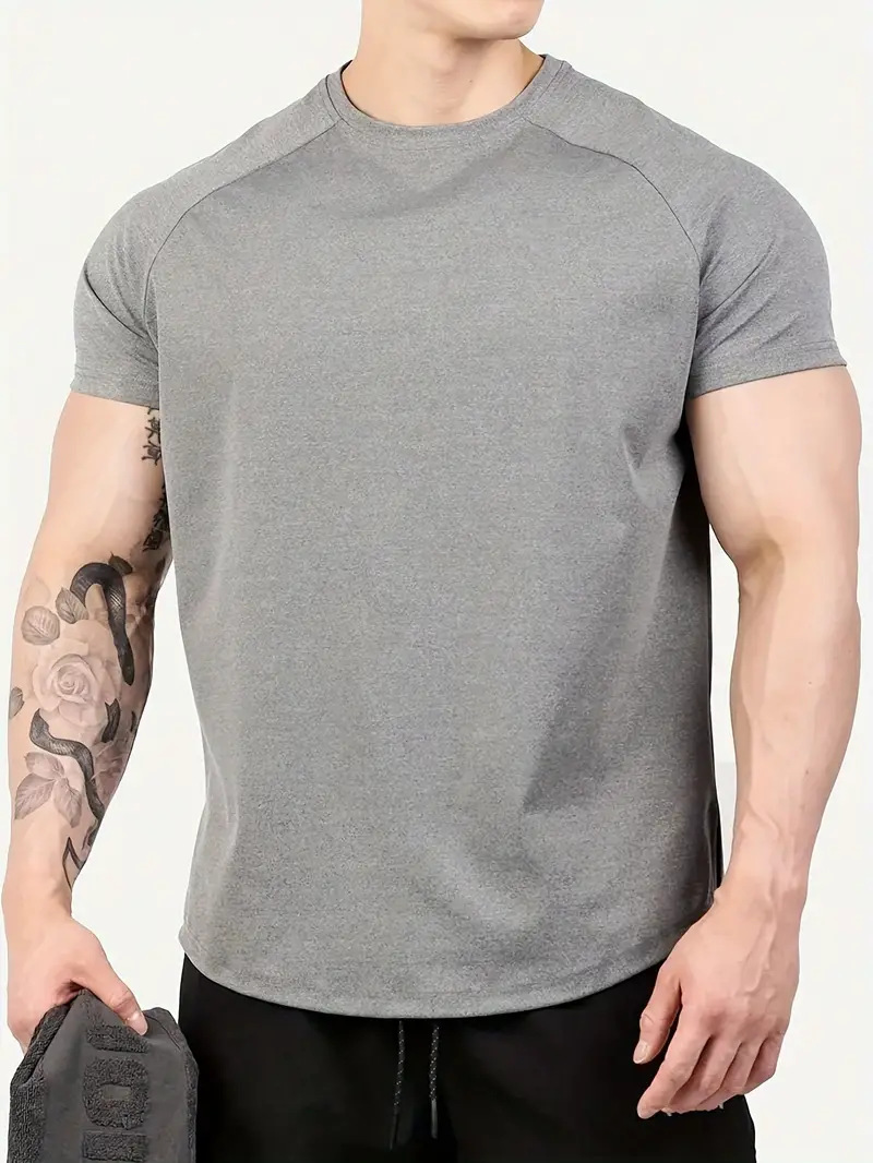 New Fashion Plain Tops Tees Fitness Mens T Shirt Short Sleeve Muscle Joggers Bodybuilding Tshirt Male Gym Clothes Slim Fit Shirt R250517