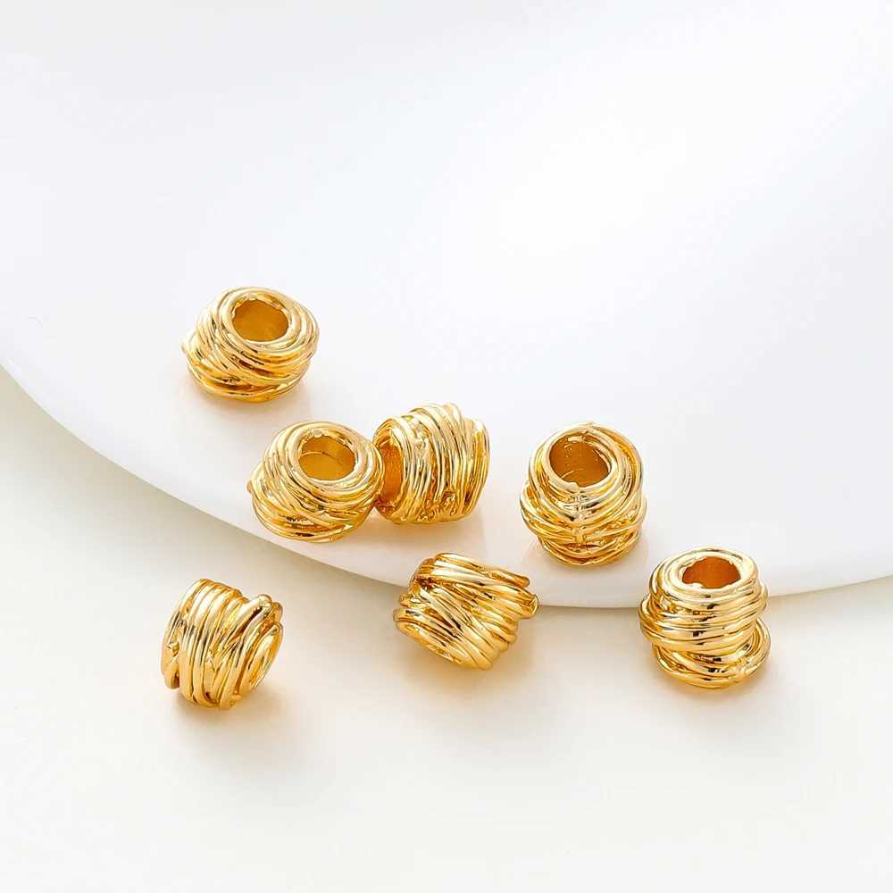 10/30/50Pcs/Pack 14K/18K Gold Plated Brass Weaving Ball Spacer Beads For DIY Bracelet Necklace Jewelry Making AccoriesXJ250517