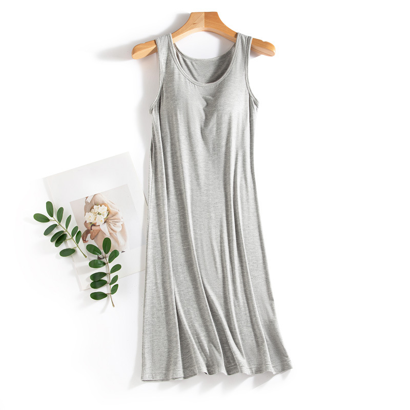 G590 New Modal Women's Summer Cup One-piece Short Vest Style Underwear Base Can Be Worn as a Nightdress with Chest Pad