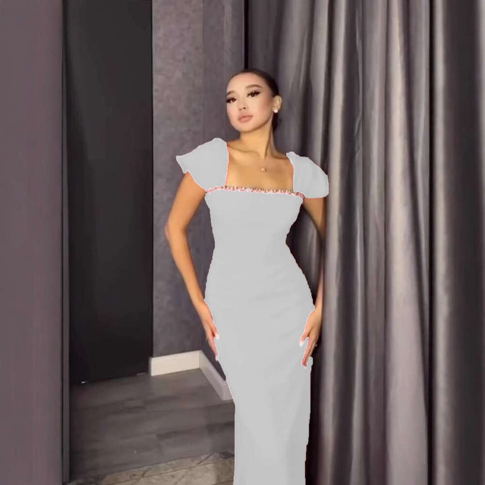 Wide Leg Jumpsuit Fashionable New Product Temperament Slim Fit Hot Stamping Diamond Wrapped Solid Color Dress Long Skirt Women S Clothing