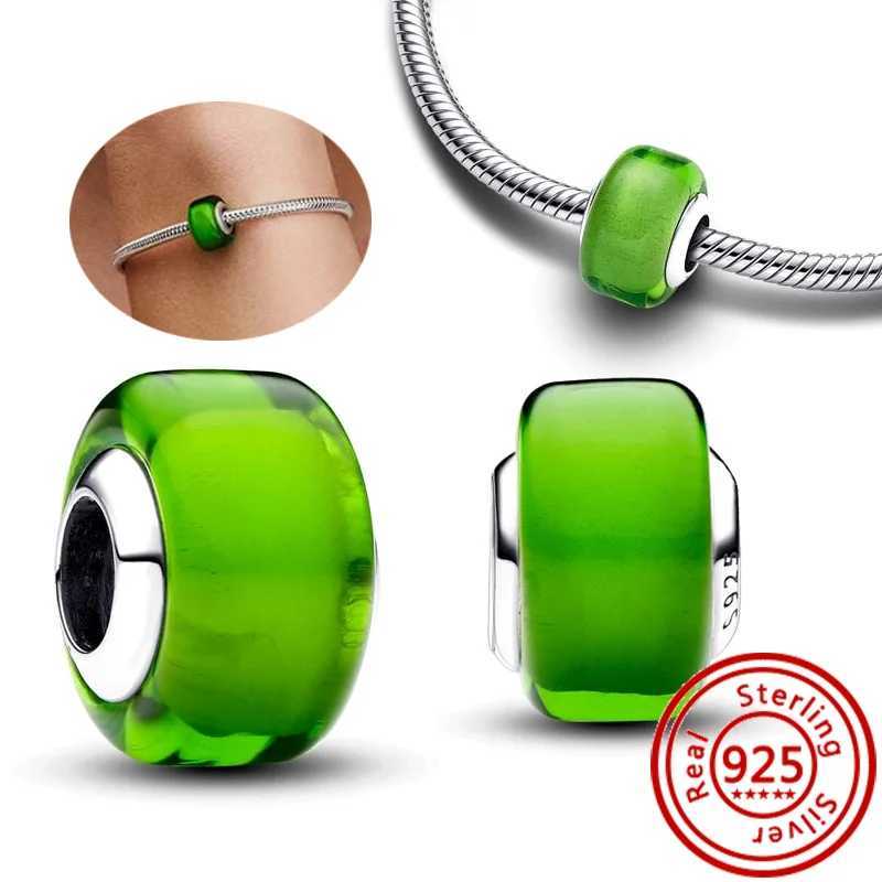 925 Silver Round Beads White Red Green Murano Glass Black Blue Red Zircon Sparkling Charm Fit Pantaro Bracelet Fine Jewelry GiftXJ250517