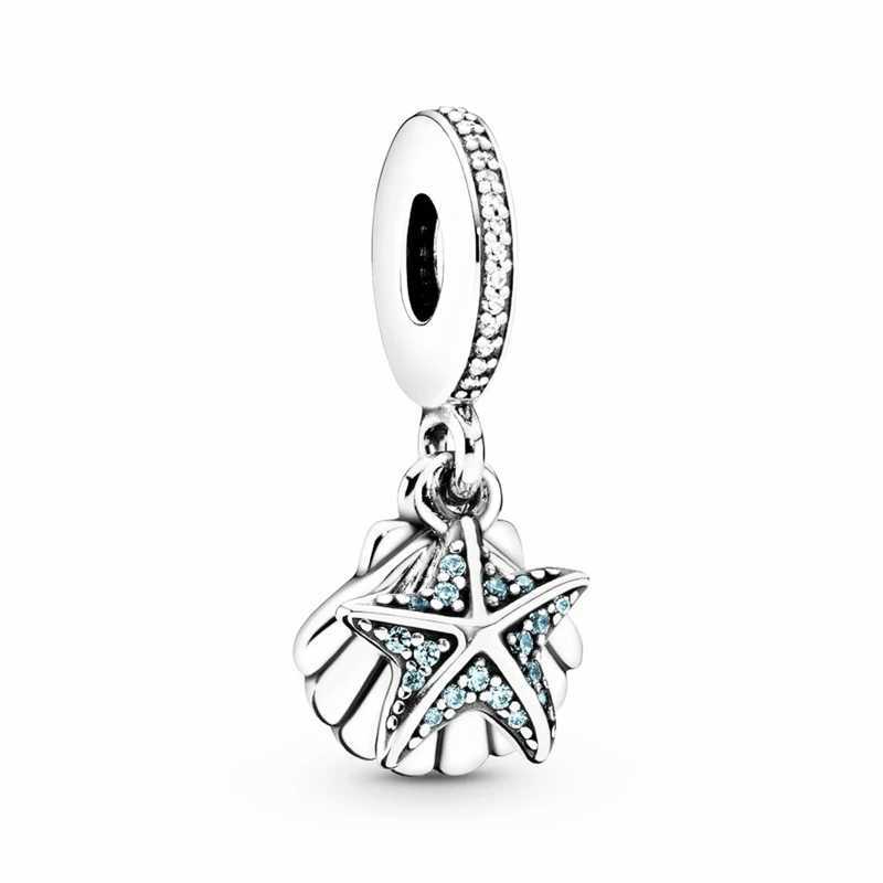 Authentic Fine Sparkling Fish Pendant Spherical Starfish Charm Beads Fit Original European 925 Silver Bracelet DIY Women JewelryXJ250517