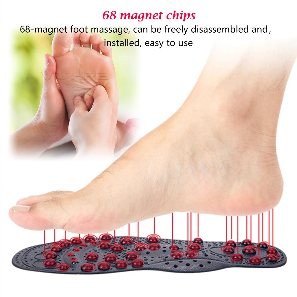 UPAKME 68 Magnet Magnetic Therapy Silicone Insole Transparent Massage Foot Weight Loss Slimming Insole Health Care Shoe Sole Pad 250515