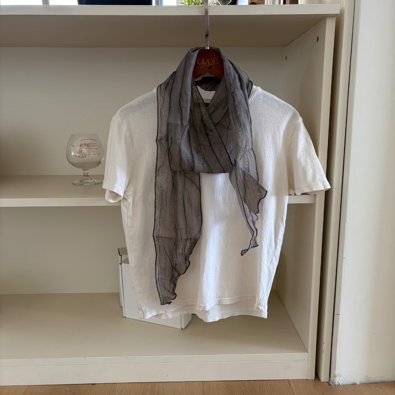 T733 Japanese style narrow long scarf linen retro small silk scarf female 2025 new simple breathable versatile literary scarf