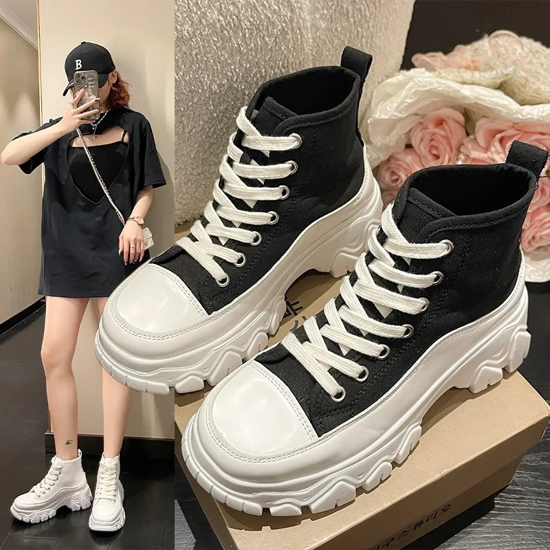 Women Run Star Sneakers High Top Platform Women Sports Shoes White Black Casual Fashion Canvas Shoes Vulcanized Shoes Feme 250515