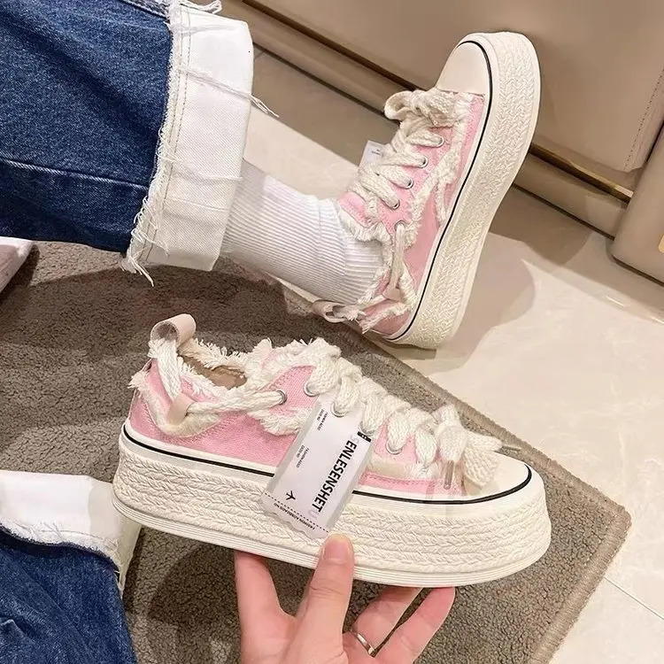 Womens Style Breathable Floral Canvas Shoes Autumn Thick Platform All-match Student Sneakers Zapatillas Mujer 250515