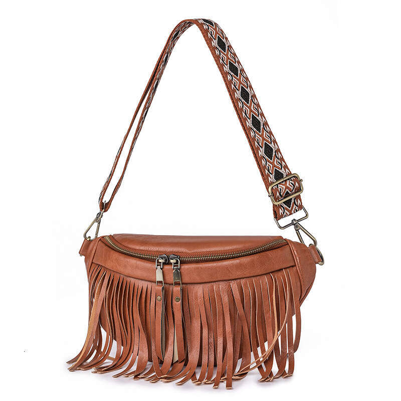 Summer new tassel crossbody bag shoulder bag 3D waist bag Detachable tassel for fashionable retro daily travel
