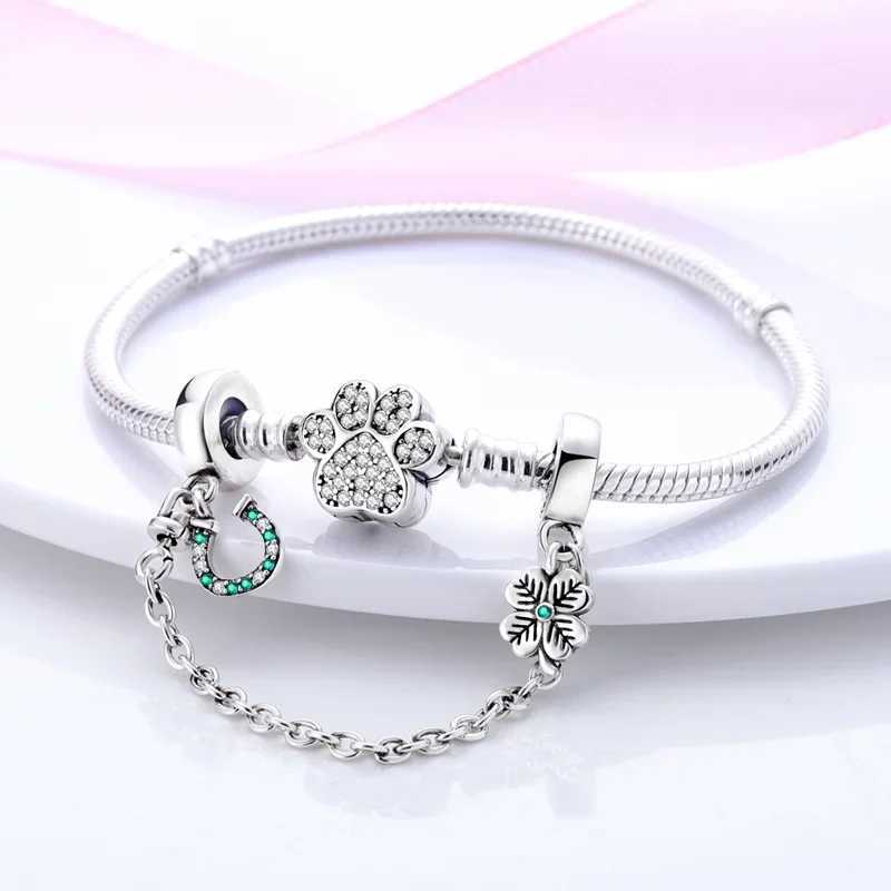 925 Sterling Silver Wheat Ear Pink Wings Star Safety Chain Charms Fit Original Bracelet Charm Necklace Female JewelryXJ250517