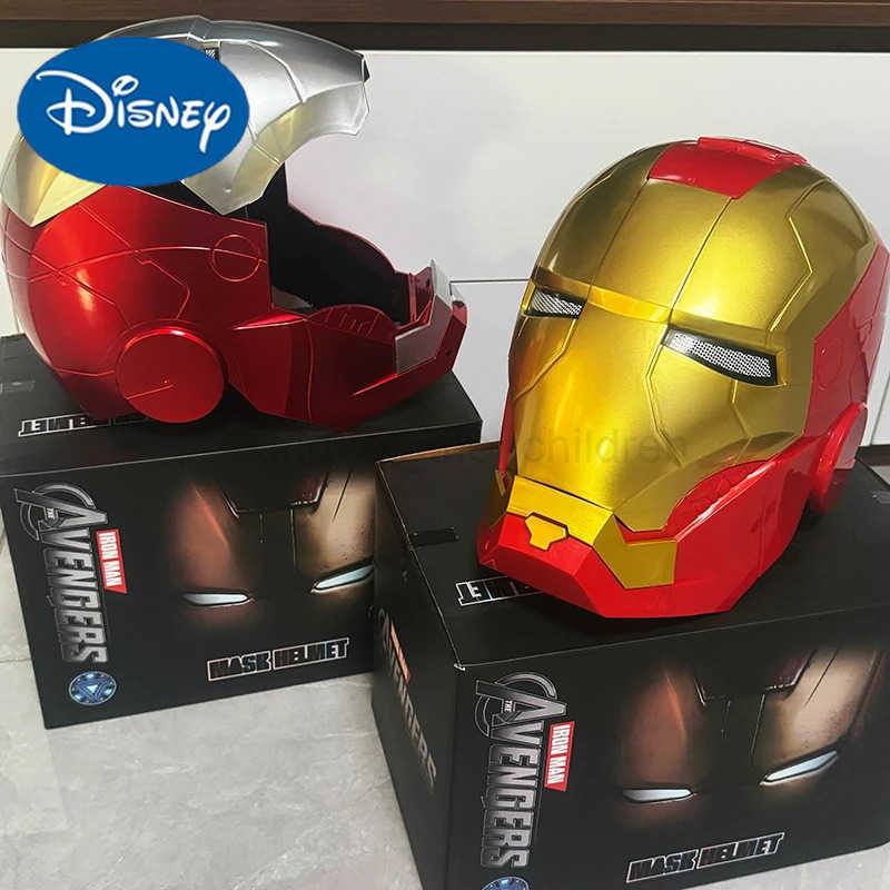 Disney Iron Man Helmet Mk5 Electric Voice Control Helmet 1/1 Cosplay Led Eyes Metal Mask Model Toy For Children Adults Gifts Christmas W250517