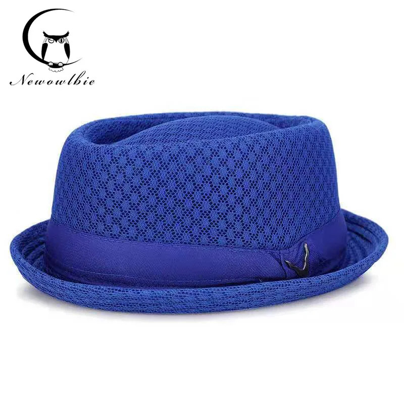 England jazz hat breathable mesh flat hat visor straw hat beach hat Retro cap Foldable cap sun hat casual Panama hat 250516