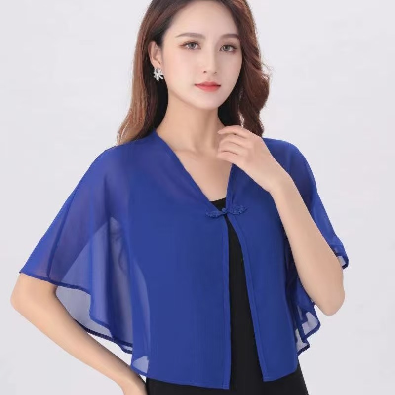 K750 Sun protection clothing women's thin jacket summer new chiffon cheongsam shawl top women's skirt outer wear small waistcoat loose