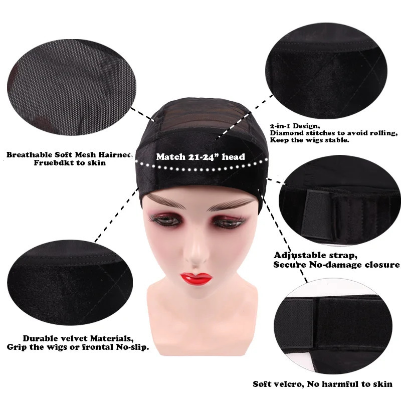 Plussign Black Wig Grip Cap For Wigs 1Pcs Adjustable Velvet Wig Grip Band With Cap For Women Comfortable Ventilated Wig Caps 250513