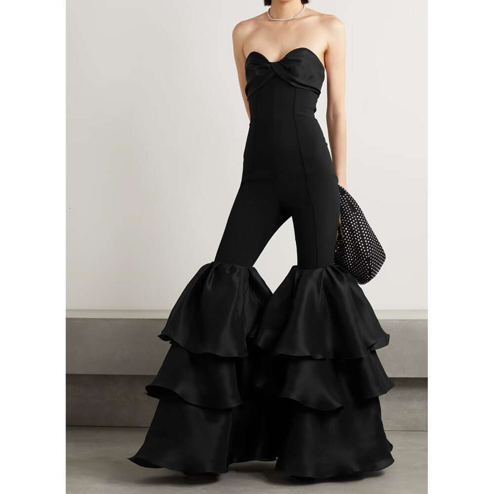 Wide Leg Jumpsuit New Bandage Women S Fashion Bra Cake Pants Leg Banquet Party Jumpsuit