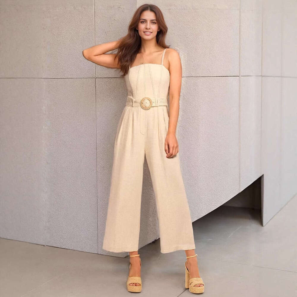 Wide Leg Jumpsuit Women S Clothing Summer New Fashion Commuting French Sleeveless Backless Jumpsuit Pants