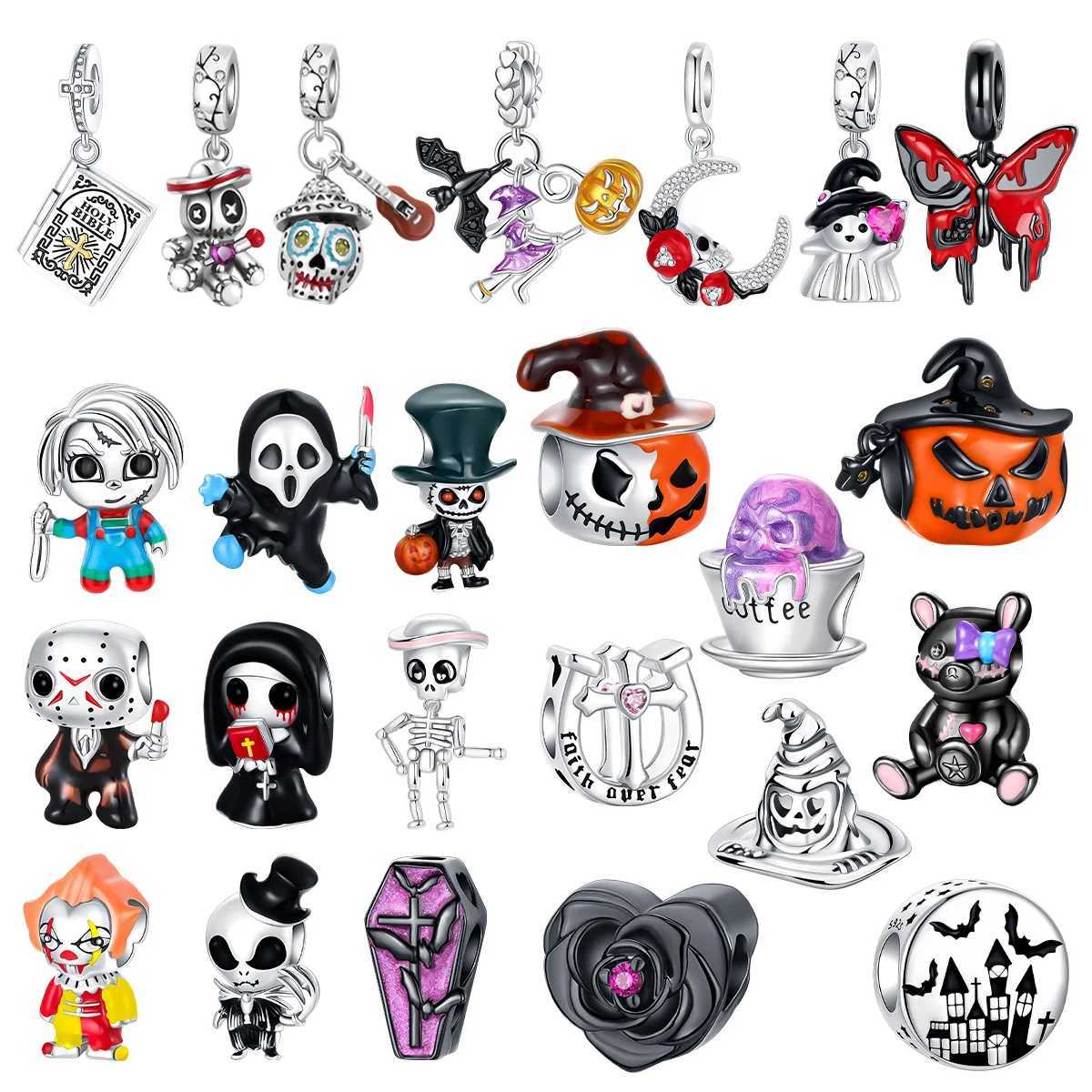Skull Demon pumpkin Head Halloween pendant Jewelry Beads for s925 Original Bracelet Plata De Ley 925 boutique charms giftXJ250517