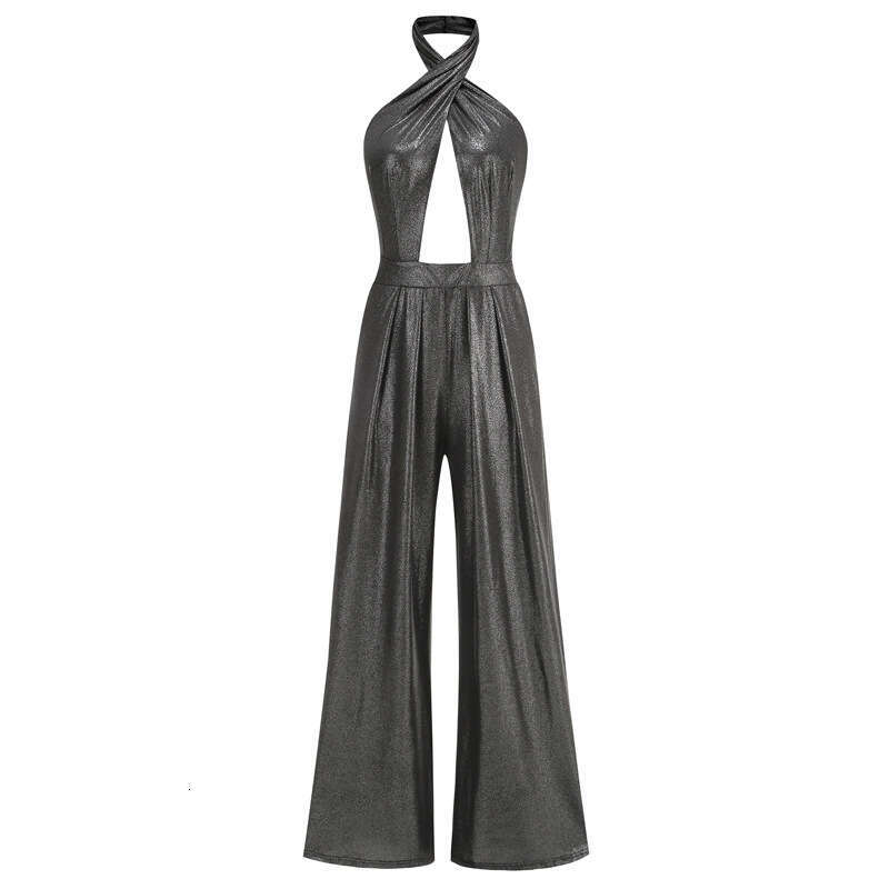 Wide Leg Jumpsuit New Personalized Street Women S High Waist Hot Pot Sier Jumpsuit Wide Leg Pants Style Party Dress For Women