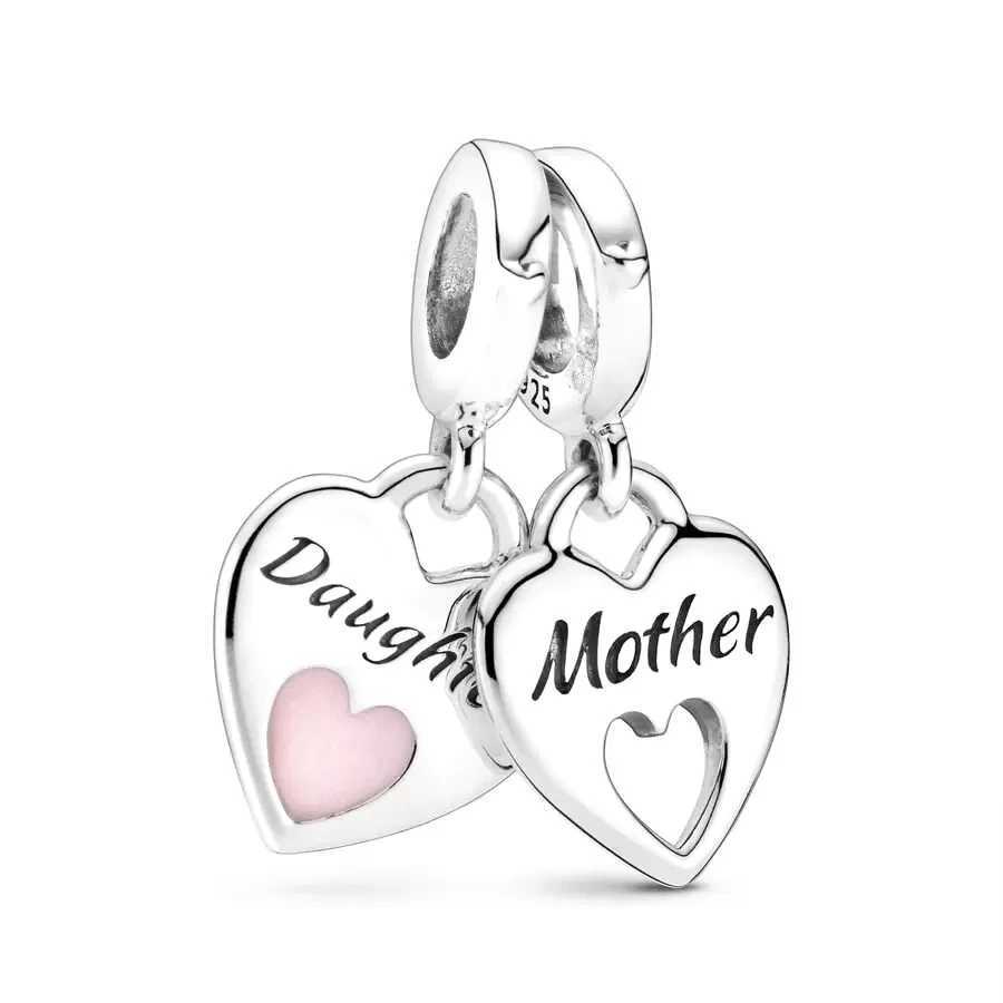 Hot Sale Mom Letters Heart Double Dangle Charm Bead Fit Original 925 Sterling Silver Pan Bracelet Fashion Jewelry Gift For WomenXJ250517