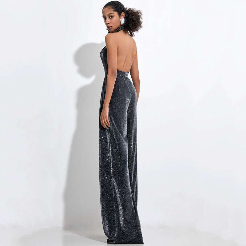 Wide Leg Jumpsuit New Personalized Street Women S High Waist Hot Pot Sier Jumpsuit Wide Leg Pants Style Party Dress For Women