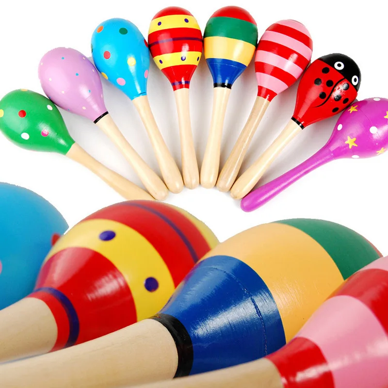 Wooden Maracas Big 19.5CM Kids Baby Rattles Egg Shaker Sand Hammer Toys Noisemakers For Party Favors Carnivals Festival Birthday Gifts