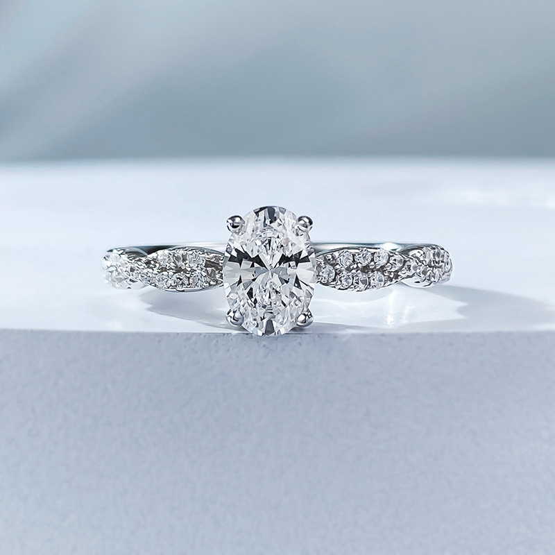 2025 Top Sell Luxury Jewelry Real 100% 925 Sterling Silver Oval Cut White Lab Moissanite Diamond Gemstones Party Eternity Women Wedding Bride Cross Ri