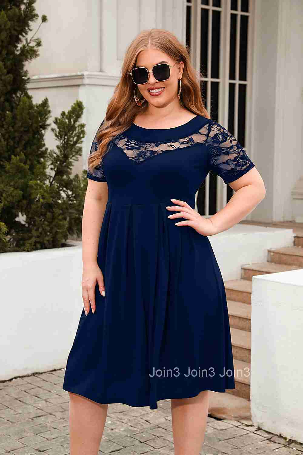 New Cut-out Lace Casual Loose Dress Holiday Dress Large Womens Dress