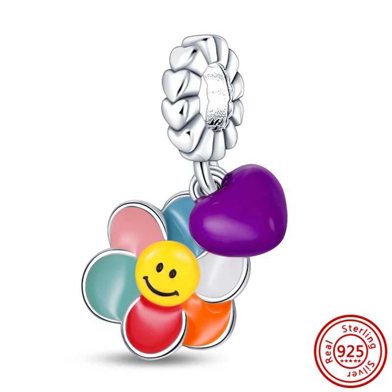 925 Silver Sparkling Rainbow Flower Starfish Moon Elephant Mothers Day Gift Pendant Beads Fit Pantaro Charms Bracelet JewelryXJ250517