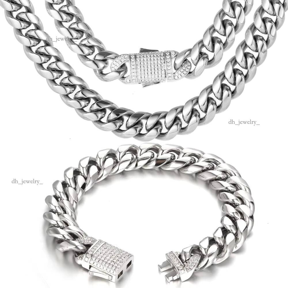 Wholesale Cuban Chunky Link Necklace Miami Style Stainless Steel Gold Plated Chains