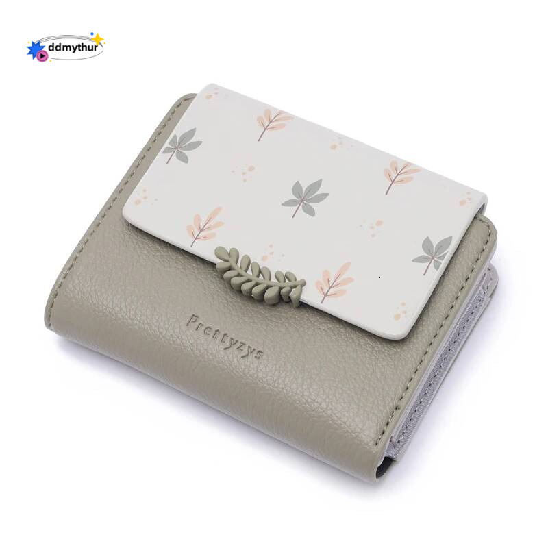Maple Leaf Print Women Small Wallet Zipper Coin Purse Ladies Short Wallets Female Mini Square Money Bag PU Leather Card Holders ddmythur Y260206