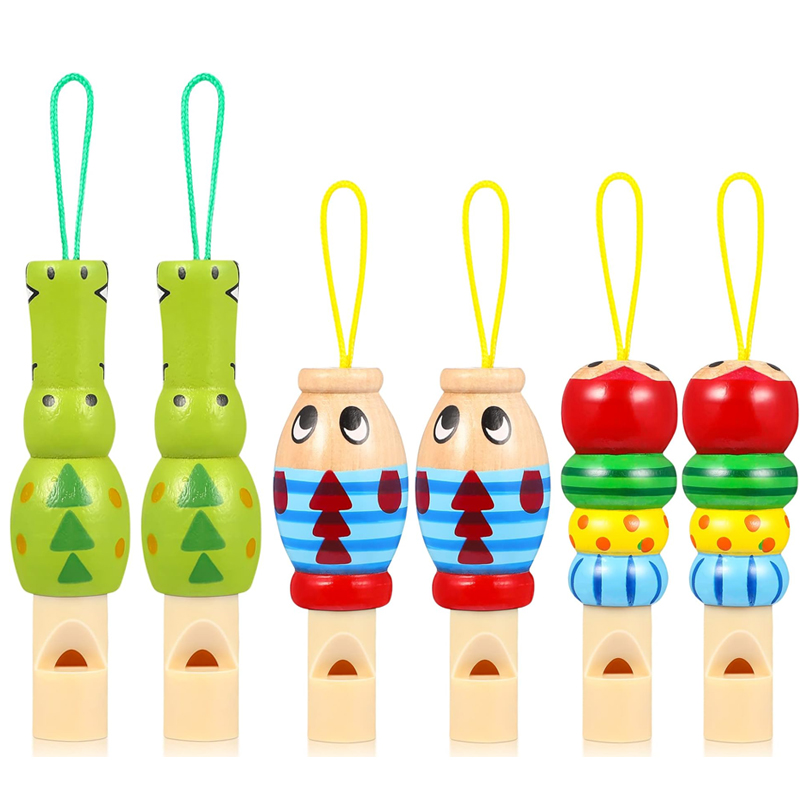 Cute Animal Cartoon Wooden Whistle Assorted Colors Music Instruments Party Favors Developmental Educational Toys For Baby Toddlers