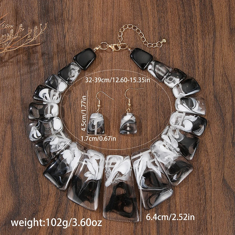 Trendy Jewelry Set Colorful Resin Acrylic Splicing Womens Necklace Earrings Set Party AccessoriesJewelry Gifts 250517