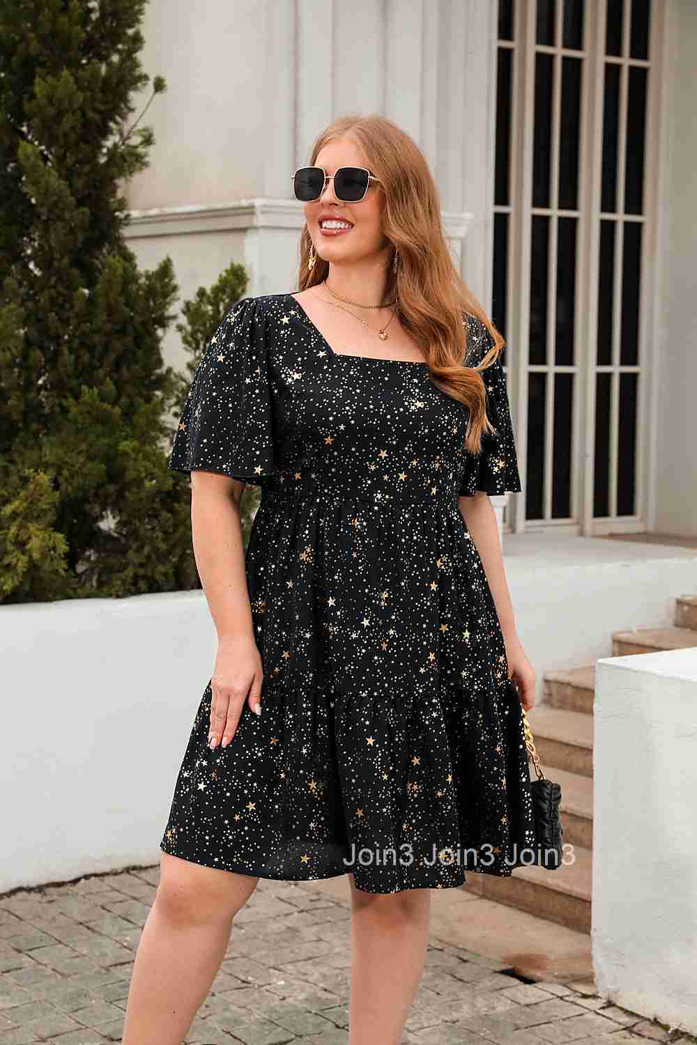 Gold Stamping Printing Casual Loose Fitting Dress Cocktail Party Elegant Dress Oversized Womens Clothing