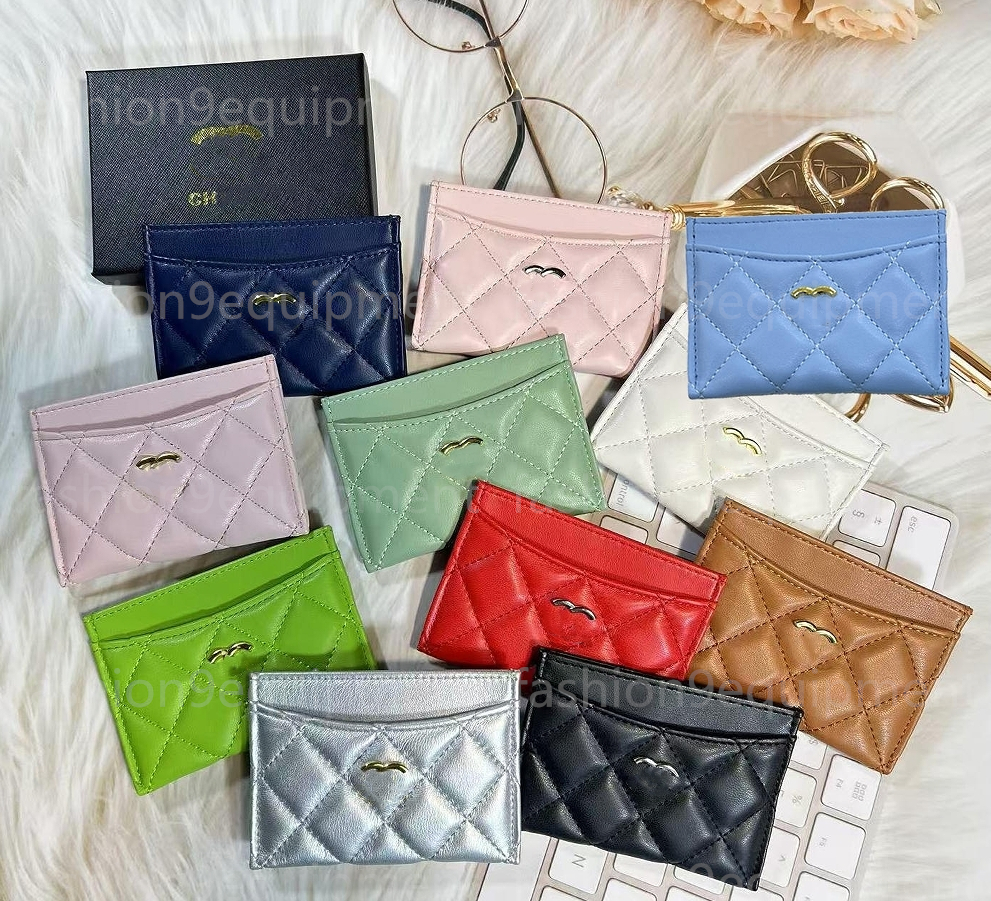 Designer Luxury 2C convenient Card Holder stitching genuine leather Solid color Purse cha wallet ID Pocket Key Credit Cards Wallet Bag Travel Bus Holder with box