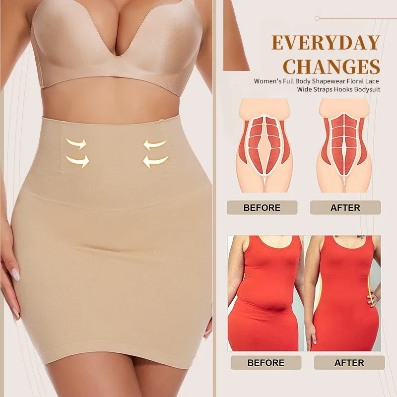 Half Slip Shapewear for Women Under Dresses Built-in Pes High Waist Tummy Control Slips Skirts Butt Lifter Body Shaper Dress 250517