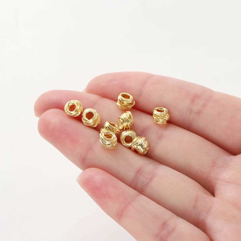 10/30/50Pcs/Pack 14K/18K Gold Plated Brass Weaving Ball Spacer Beads For DIY Bracelet Necklace Jewelry Making AccoriesXJ250517