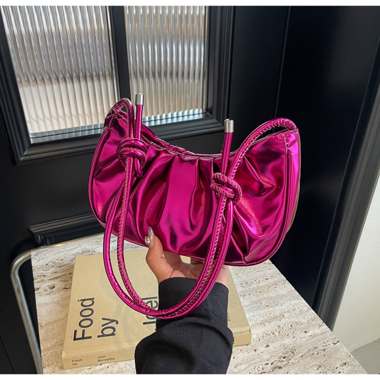 Fashionable temperament pleated shoulder for women 2024 summer new versatile trend Korean version hand-held armpit dumpling bag