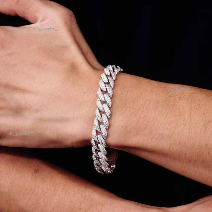 European Hot Selling Hand Jewelry Sier Men's Hips Hops Full Crystal Cuban Link Bracelet for Men Gifts
