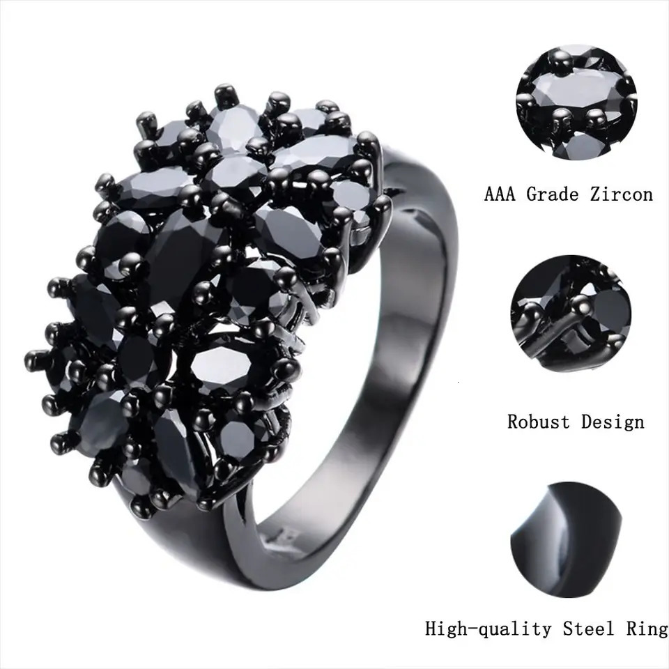 Fashion Copper Inlaid Ring Black Oval Border Rings Wedding Rings Women Men 250517