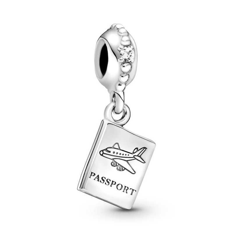 Hot Fit Original Silver 925 Pan Bracelet Pendant Aircraft Camera Trunk Globe Travel Round The World Beads DIY Charm Jewelry GiftXJ250517