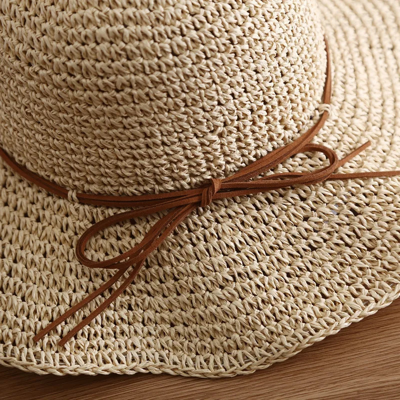 Hat Womens Summer Beach Sun Straw Versatile Protection Large Brim Folding 250517