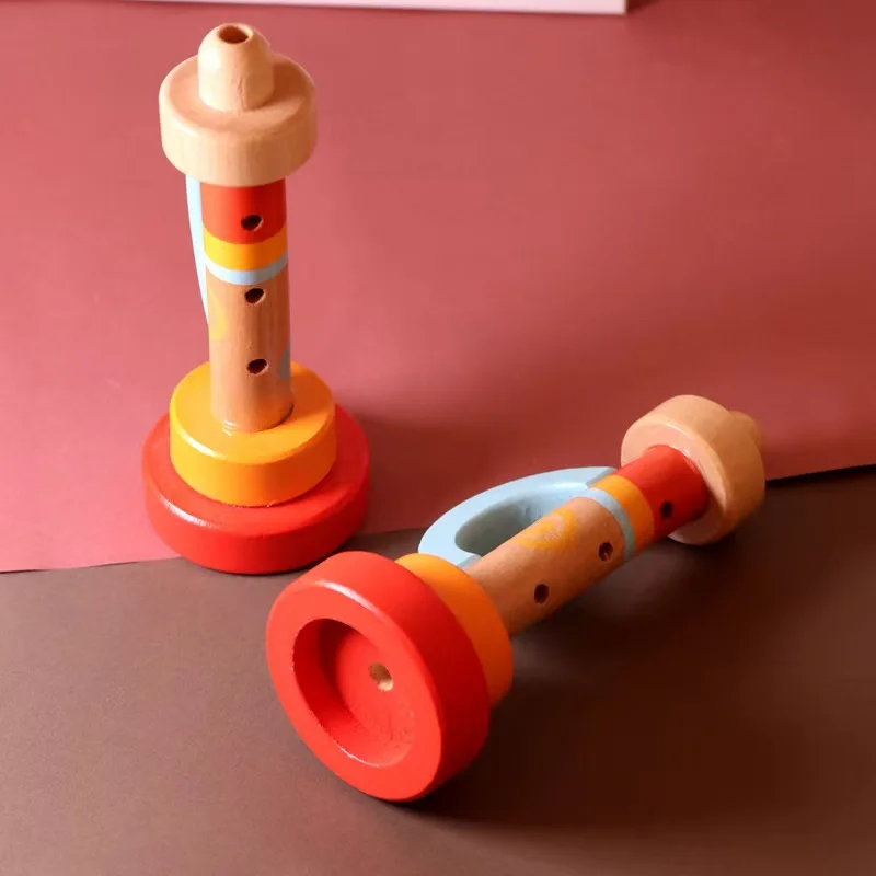 Wooden Trumpet for Kids Music Instruments Preschool Early Educational Toys Birthday Gifts Party Favors Kinder Spielzeuge