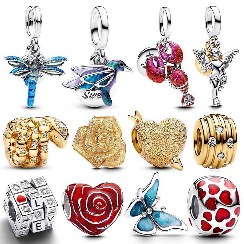 Hot Sale Beautiful 925 Silver Blue Animals Dragonfly Butterfly Dangle Charm Fits Original Bracelet DIY Party Gift Jewelry MakingXJ250517