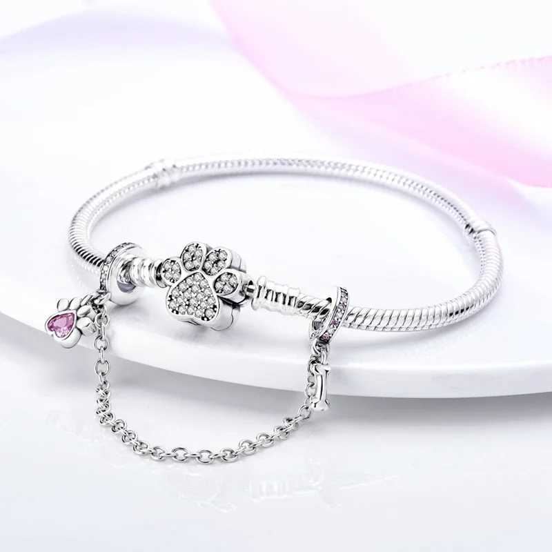 925 Sterling Silver Wheat Ear Pink Wings Star Safety Chain Charms Fit Original Bracelet Charm Necklace Female JewelryXJ250517