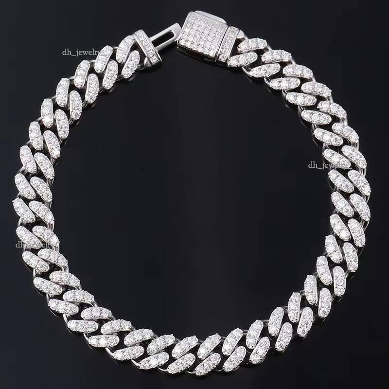 S sterling sier inlaid VVS full hip-hop trendy Cuban moissanite bracelet necklace