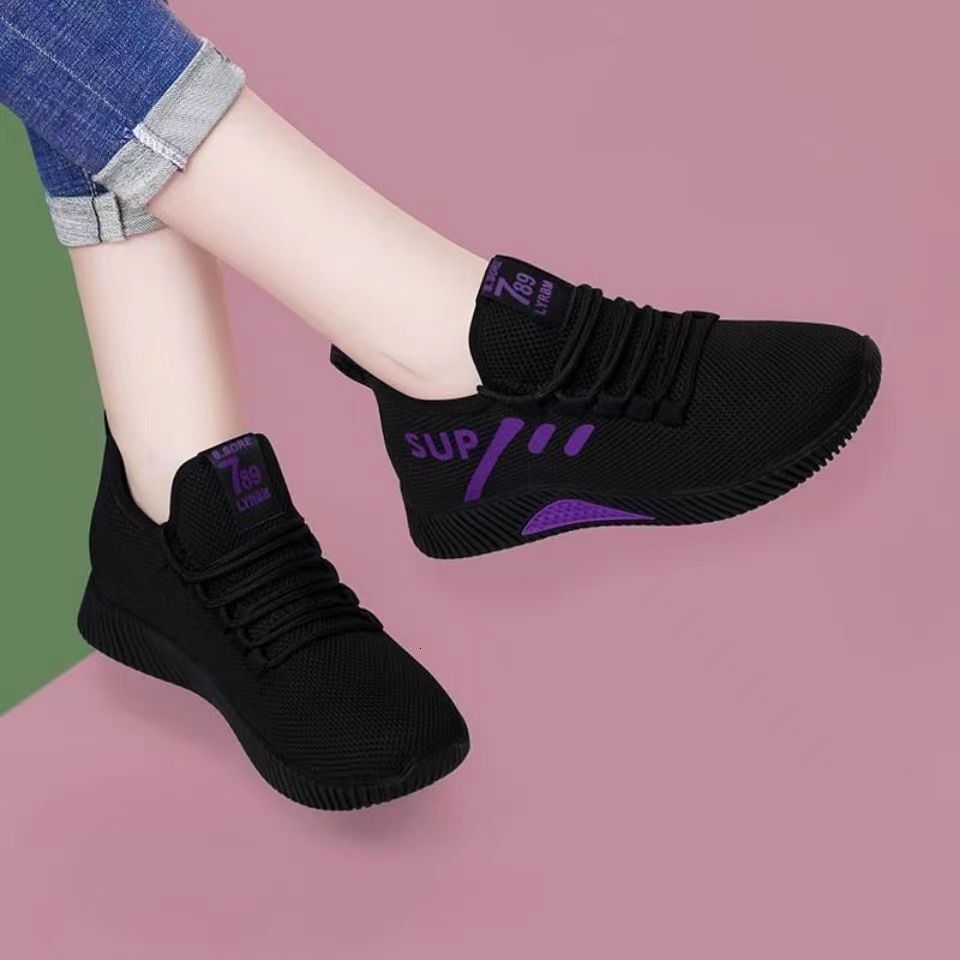 Outdoor leisure sports lightweight and wear-resistant hiking running shoes designer fashionable daily commuting knitted mesh women's shoes