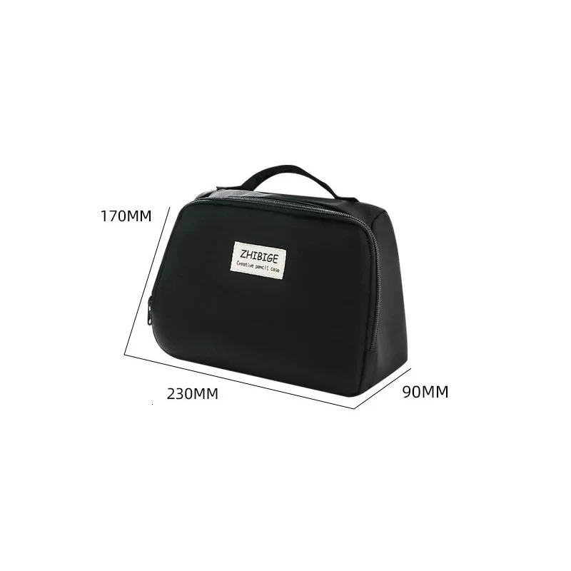 Cosmetic Cases Large Capacity Pen Bag Black Simple Japanese Pencil Case Stationery Bags For Women Storage Bags 250514