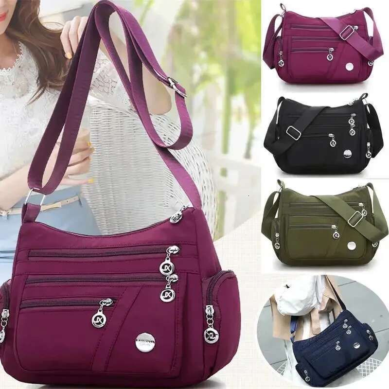 Large Capacity Women Crossbody Waterproof Tote Casual Nylon Shoulder Purse Handbag Lightweight Travel Messenger Bag