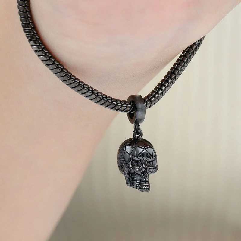 925 Sterling Silver Black Halloween Collection Pendant Hang Beads Diy Fit Original Pendant Charm Bracelet Necklace Women JewelryXJ250517